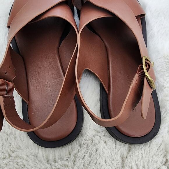 Everlane The City Crossover Sandal Brown Leather Rum Ankle Strap - Women’s 8.5 - Picture 7 of 10